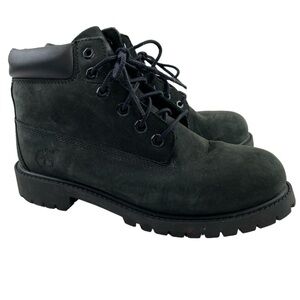Timberland Boys Black Premium Water Resistant Leather Suede Boots Sz 3